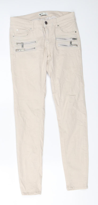 Womens UK Size 36 Gina Tricot Regular Fit Skinny Beige Jeans