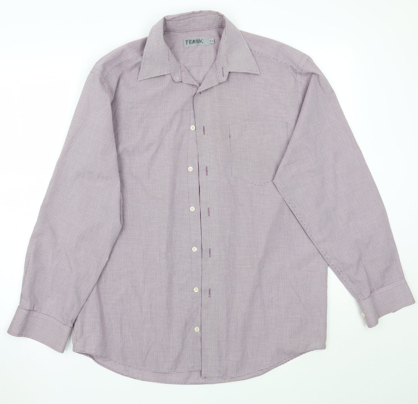 Mens UK Size 15 Marks and Spencer Purple  Button-Up Long Sleeve Casual Shirt