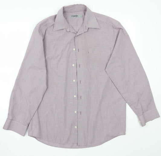 Mens UK Size 15 Marks and Spencer Purple  Button-Up Long Sleeve Casual Shirt