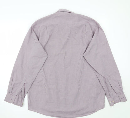 Mens UK Size 15 Marks and Spencer Purple  Button-Up Long Sleeve Casual Shirt