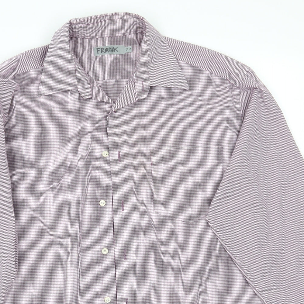 Mens UK Size 15 Marks and Spencer Purple  Button-Up Long Sleeve Casual Shirt