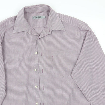 Mens UK Size 15 Marks and Spencer Purple  Button-Up Long Sleeve Casual Shirt