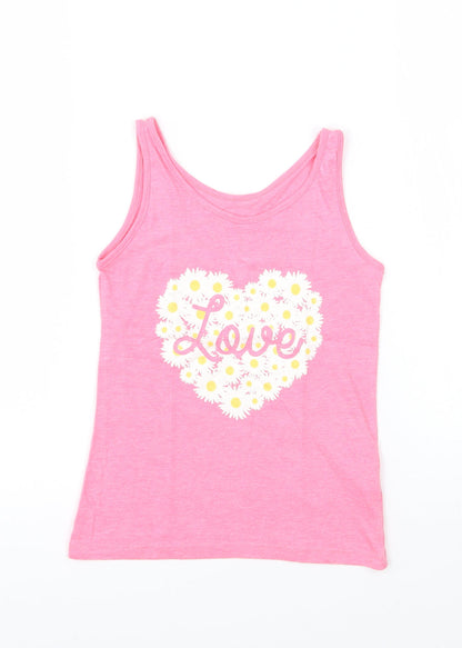 Young Dimension Girls Pink Floral  Basic Tank Size 6-7 Years