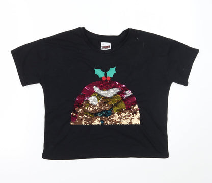 George Girls Black   Basic T-Shirt Size 12 Years