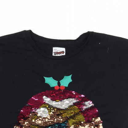 George Girls Black   Basic T-Shirt Size 12 Years