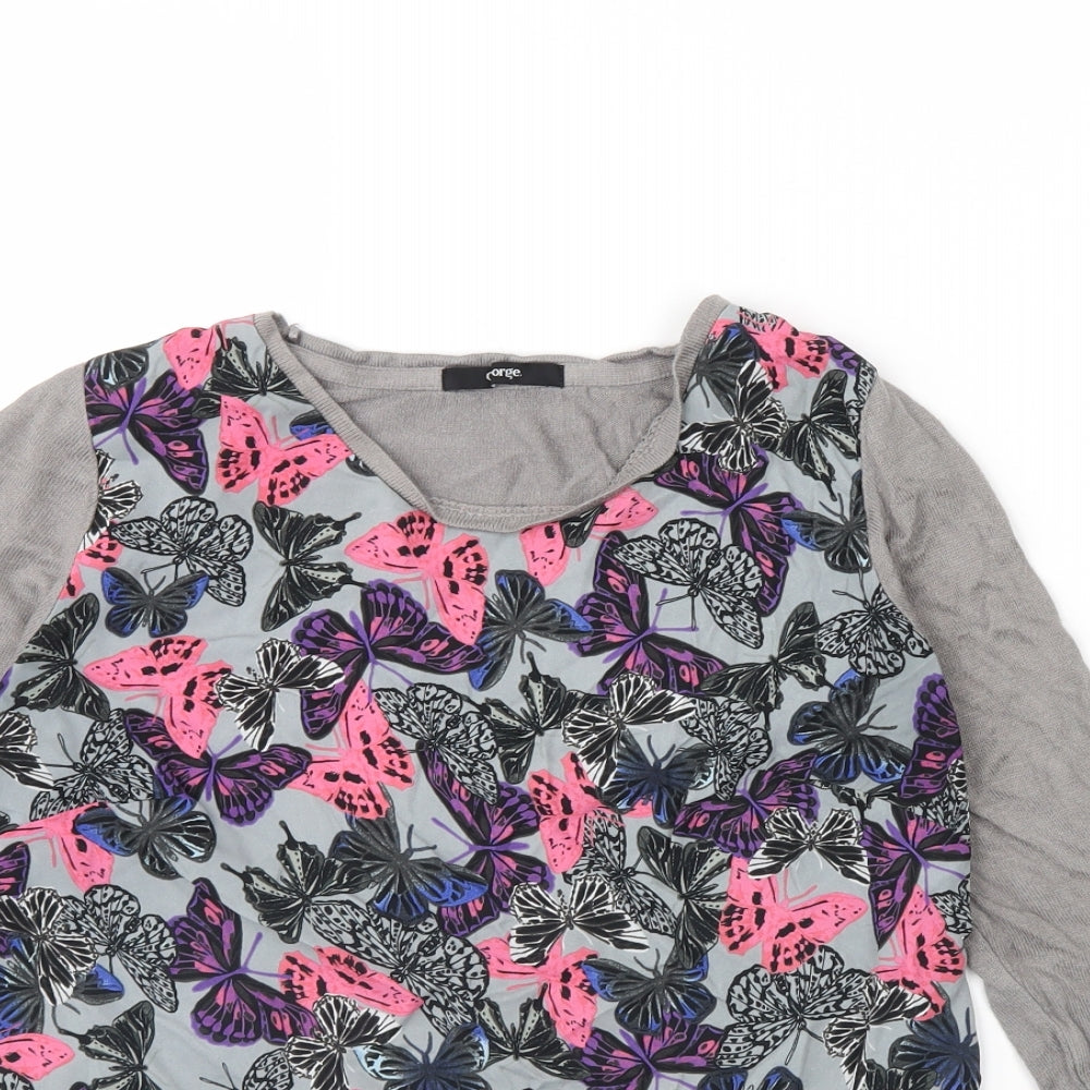 George Womens Grey Animal Print  Pullover Jumper Size 10