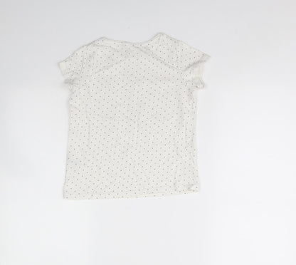 Primark Girls White Polka Dot  Basic T-Shirt Size 8 Years  - BFF