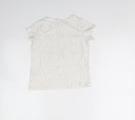 Primark Girls White Polka Dot  Basic T-Shirt Size 8 Years  - BFF