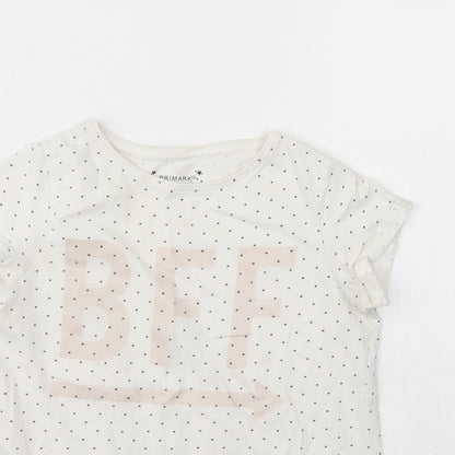 Primark Girls White Polka Dot  Basic T-Shirt Size 8 Years  - BFF