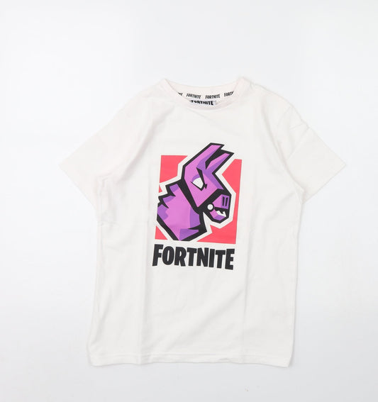 George Girls White   Basic T-Shirt Size 8 Years  - Fortnite