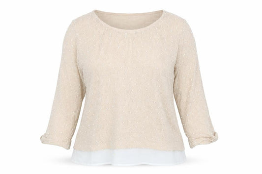 Front view of Izabel women’s pink jumper, size UK 16
