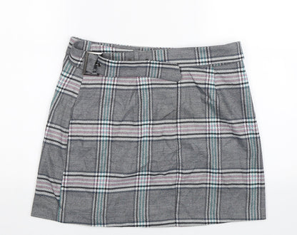 ASOS Womens Grey Plaid  Mini Skirt Size 12