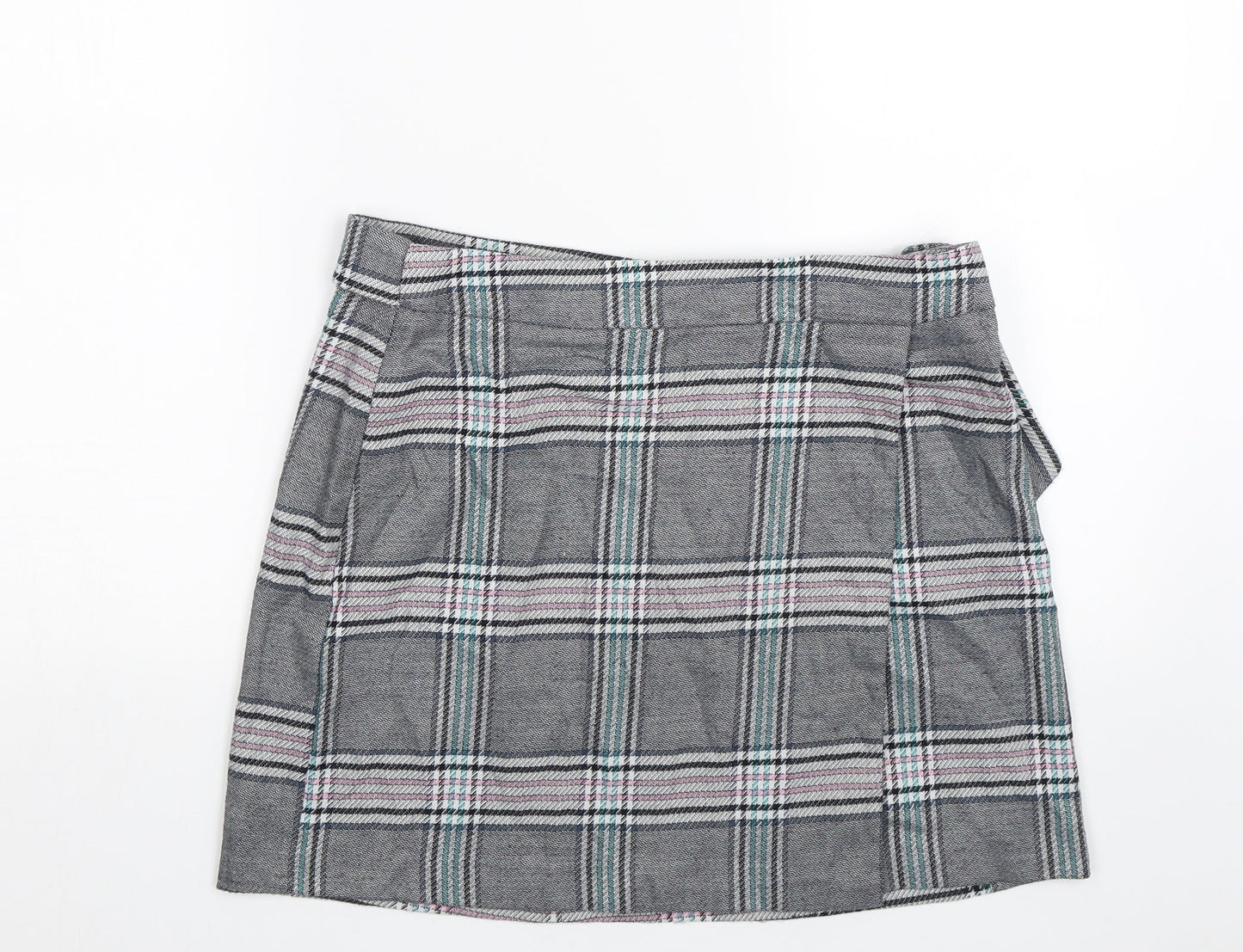 ASOS Womens Grey Plaid  Mini Skirt Size 12
