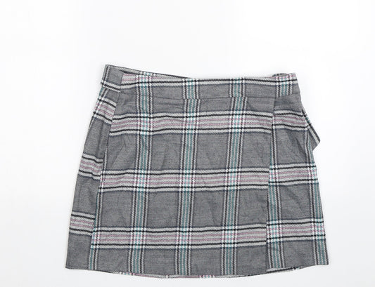 ASOS Womens Grey Plaid  Mini Skirt Size 12