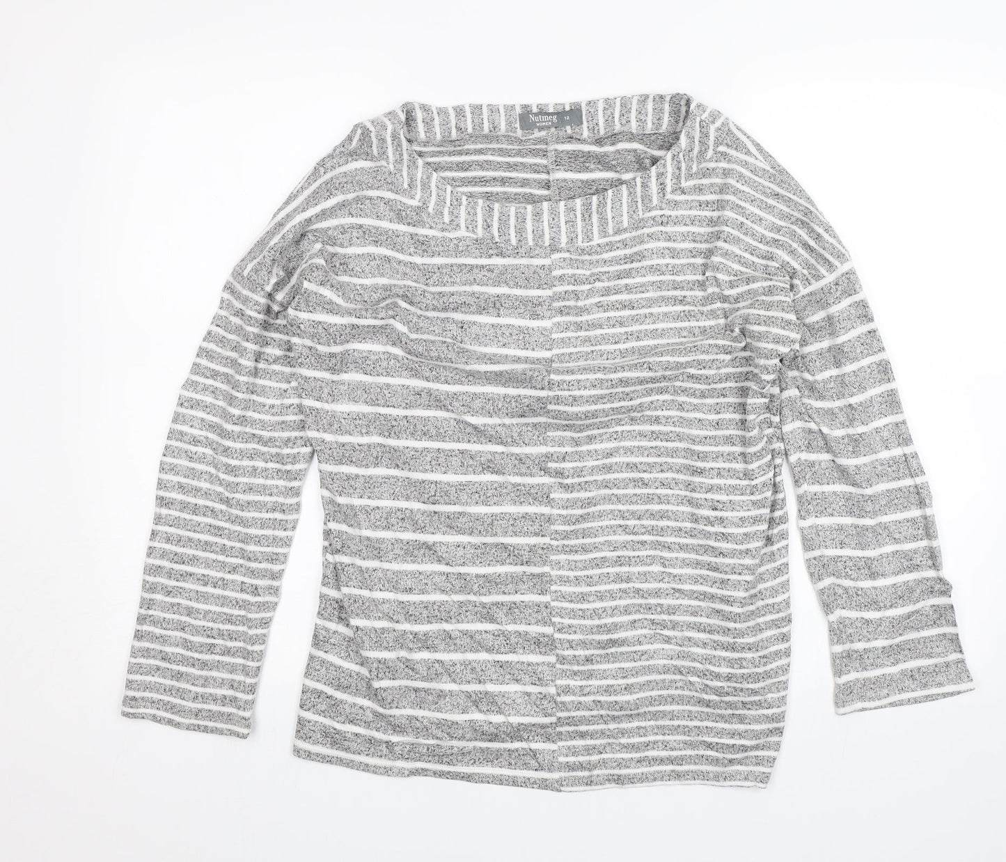 Nutmeg Womens Grey Striped  Pullover Jumper Size 12