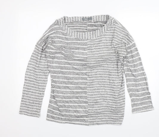 Nutmeg Womens Grey Striped  Pullover Jumper Size 12