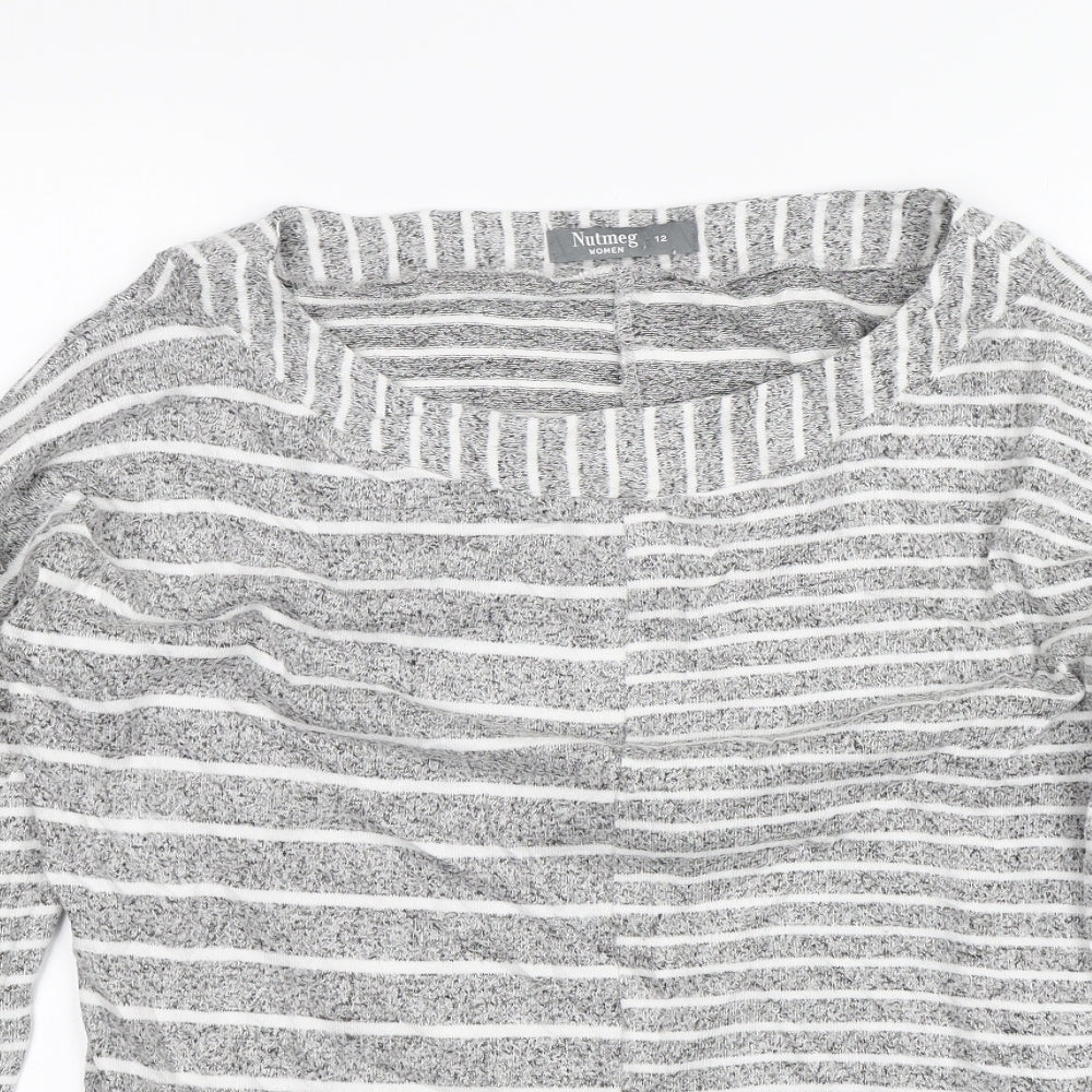 Nutmeg Womens Grey Striped  Pullover Jumper Size 12