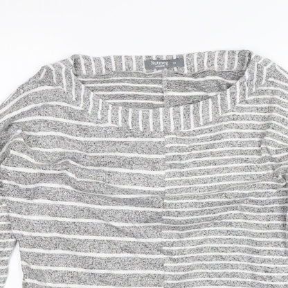 Nutmeg Womens Grey Striped  Pullover Jumper Size 12