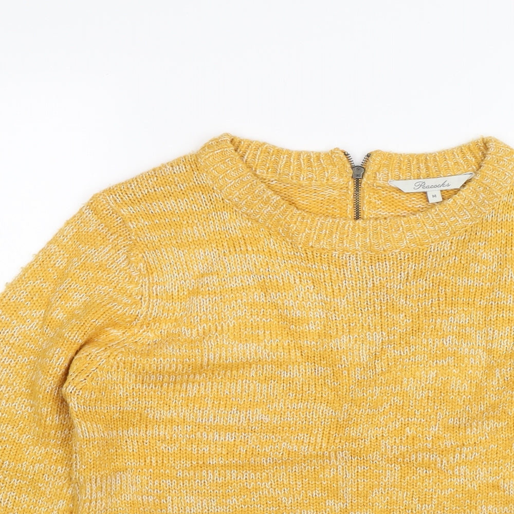 Womens UK Size M Peacocks Yellow Pullover Jumper