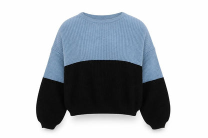 Front view of In the Style women’s blue jumper, size UK 6