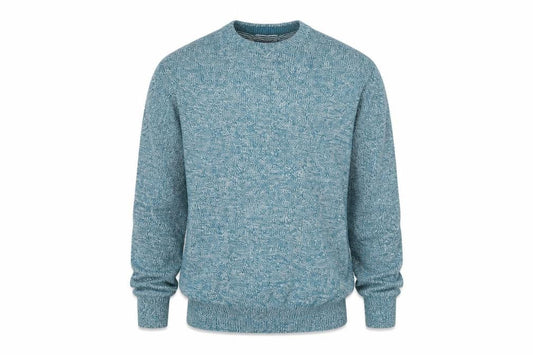 Front view of Atlantic Bay men’s blue jumper, size M