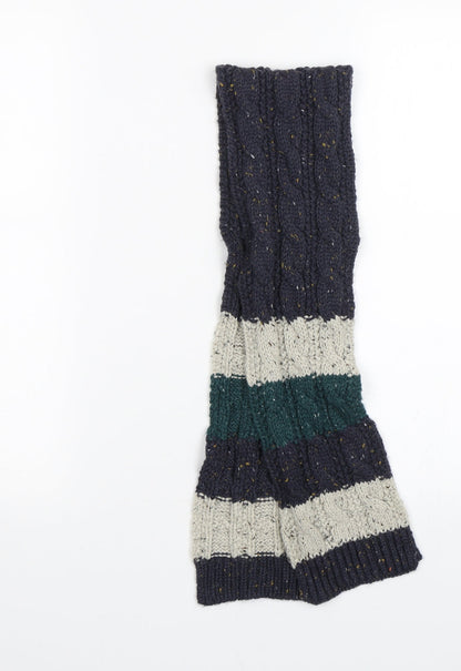 Additional front view of Marks & Spencer unisex blue striped scarf scarves & wraps size regular - ages 6-10