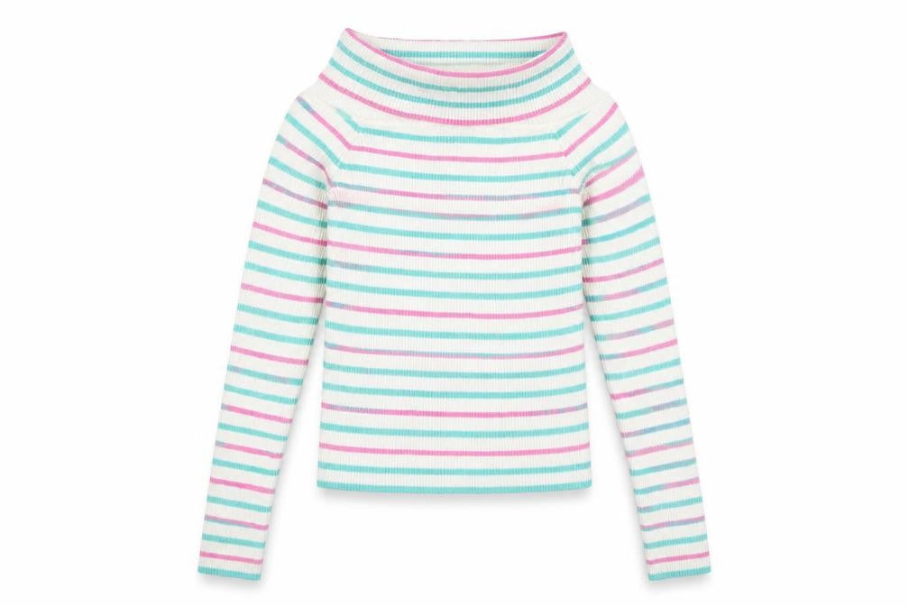 Nextgen Club Girls White Striped  Pullover Jumper Size L