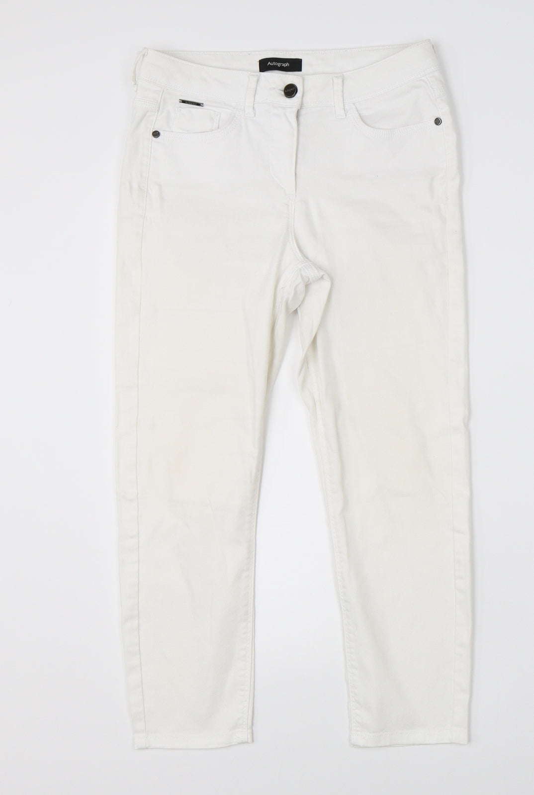 Womens UK Size 8 Marks & Spencer Regular Fit Straight White Jeans