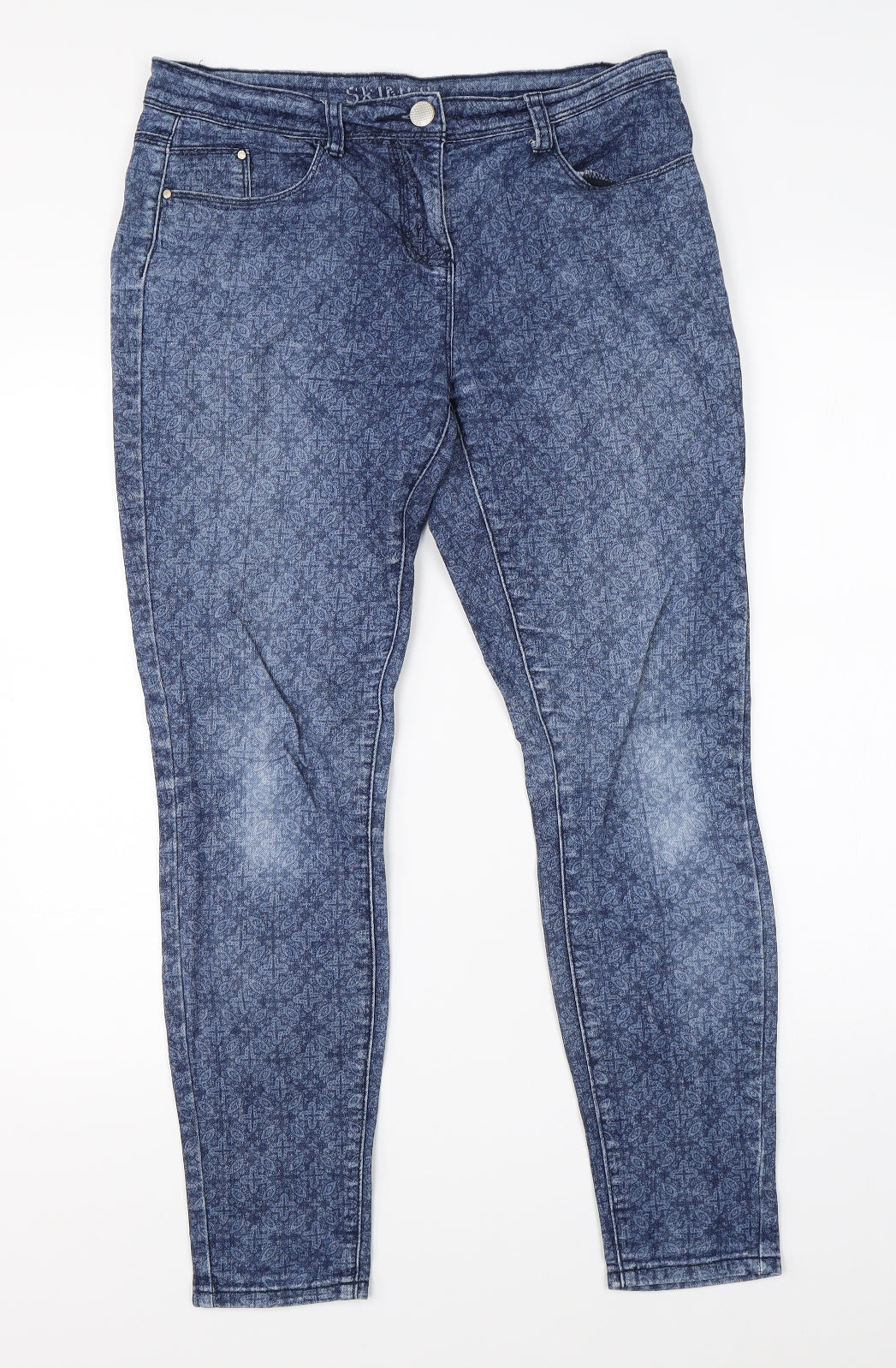 George Womens Blue Paisley Denim Skinny Jeans Size 10 L27 in