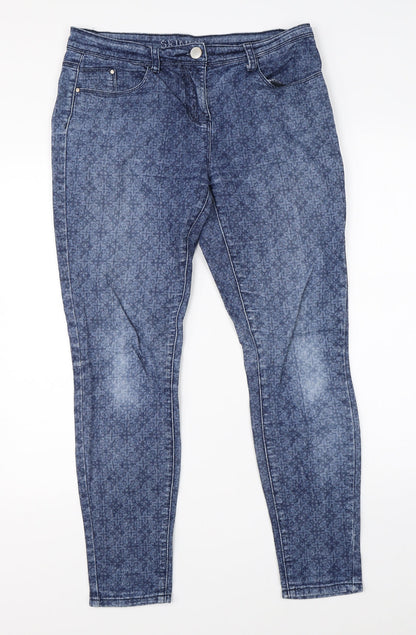 George Womens Blue Paisley Denim Skinny Jeans Size 10 L27 in