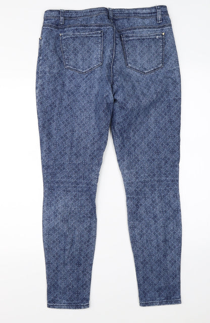 George Womens Blue Paisley Denim Skinny Jeans Size 10 L27 in