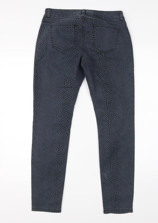 Dorothy Perkins Womens Blue Animal Print Denim Skinny Jeans Size 8 L26 in