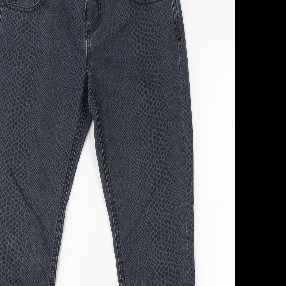 Dorothy Perkins Womens Blue Animal Print Denim Skinny Jeans Size 8 L26 in