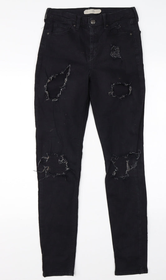 Topshop Womens Black  Denim Skinny Jeans Size 28 L34 in