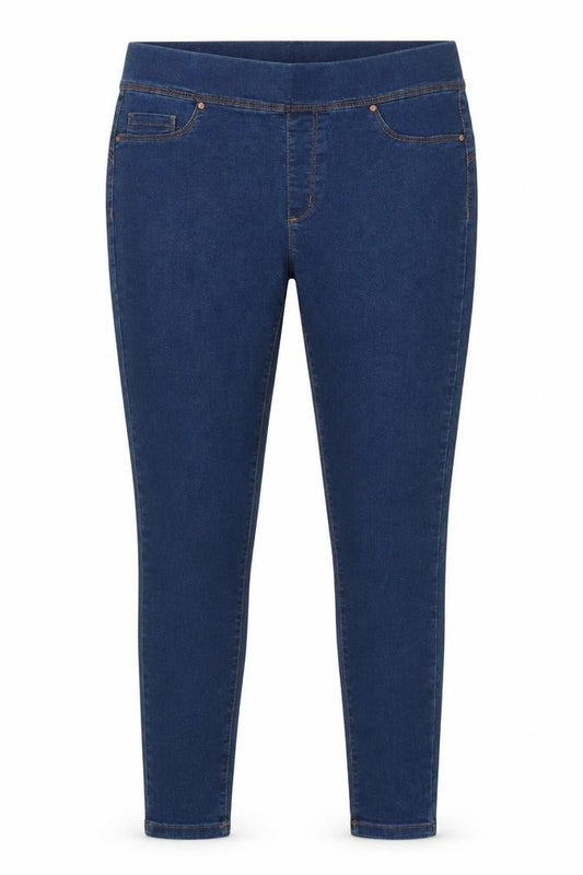 Front view of Denim Co women’s blue denim jegging jeans, size UK 12, 26-inch leg