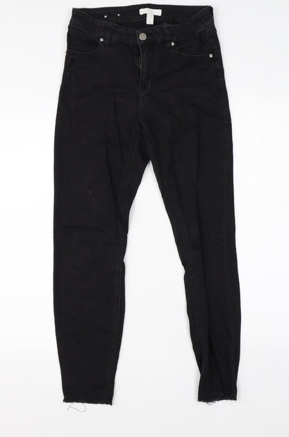 H&M Womens Black  Denim Skinny Jeans Size 6 L25 in