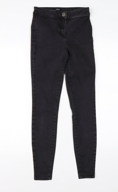 Womens UK Size 8 Preworn Regular Fit Skinny Black Jeans