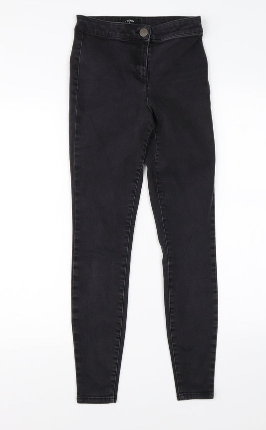 Womens UK Size 8 Preworn Regular Fit Skinny Black Jeans