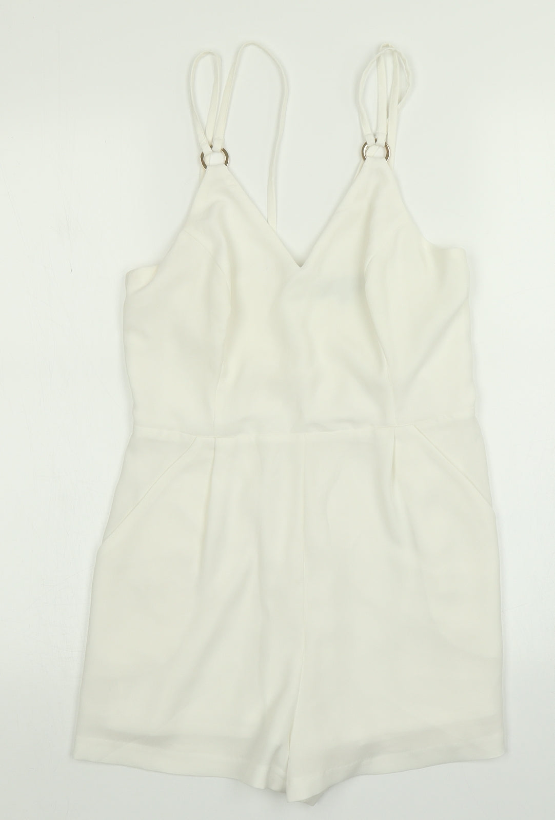 New Look Womens White   Playsuit One-Piece Size 8