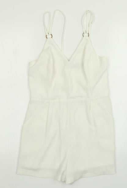 New Look Womens White   Playsuit One-Piece Size 8