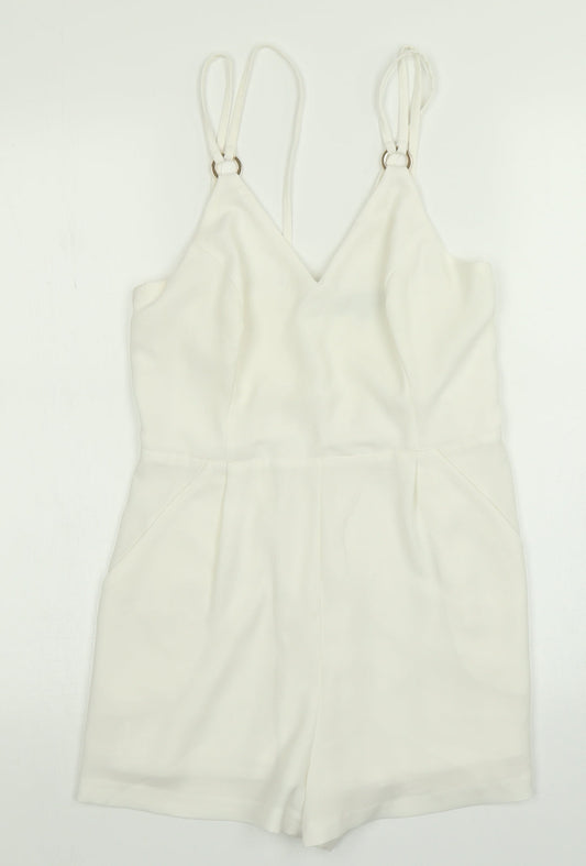 New Look Womens White   Playsuit One-Piece Size 8