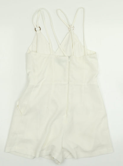 New Look Womens White   Playsuit One-Piece Size 8