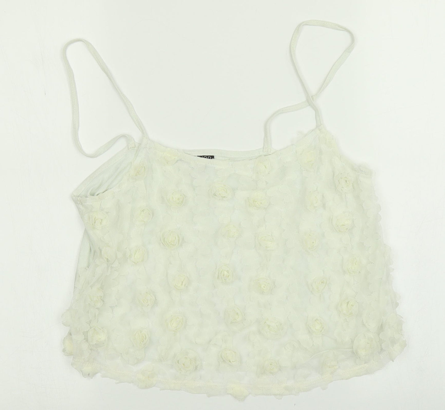 Womens UK Size 10 Topshop White Cropped Tank