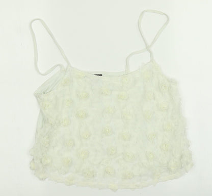 Womens UK Size 10 Topshop White Cropped Tank