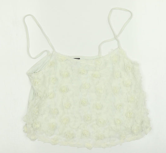 Womens UK Size 10 Topshop White Cropped Tank