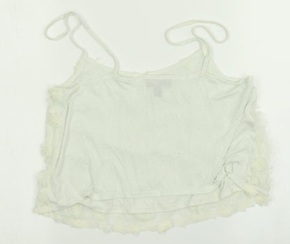 Womens UK Size 10 Topshop White Cropped Tank