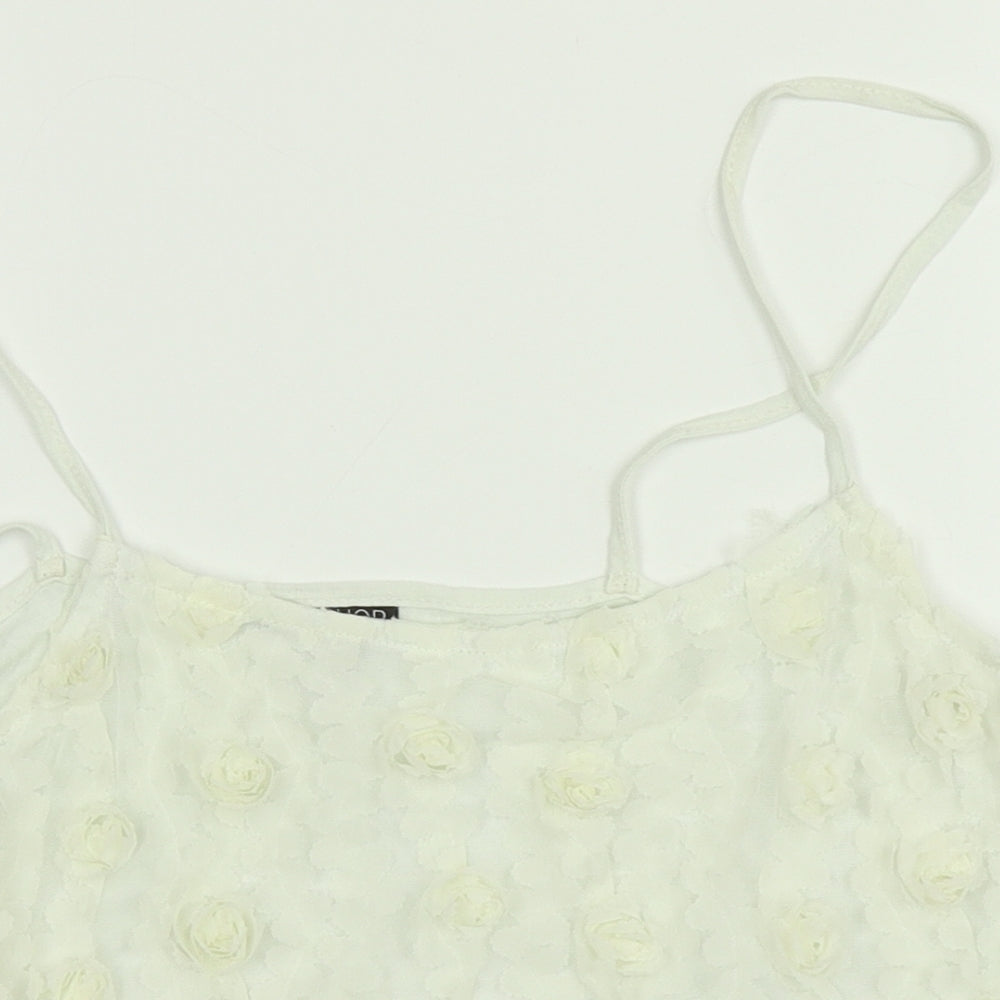 Womens UK Size 10 Topshop White Cropped Tank