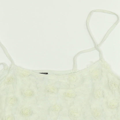 Womens UK Size 10 Topshop White Cropped Tank