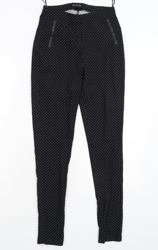Peacock's Womens Black Polka Dot  Trousers  Size 10 L28 in