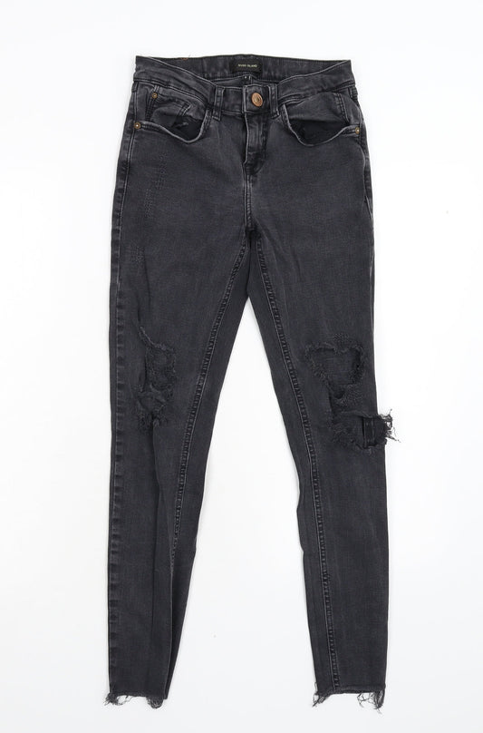 River Island Womens Black  Denim Skinny Jeans Size 8 L26 in